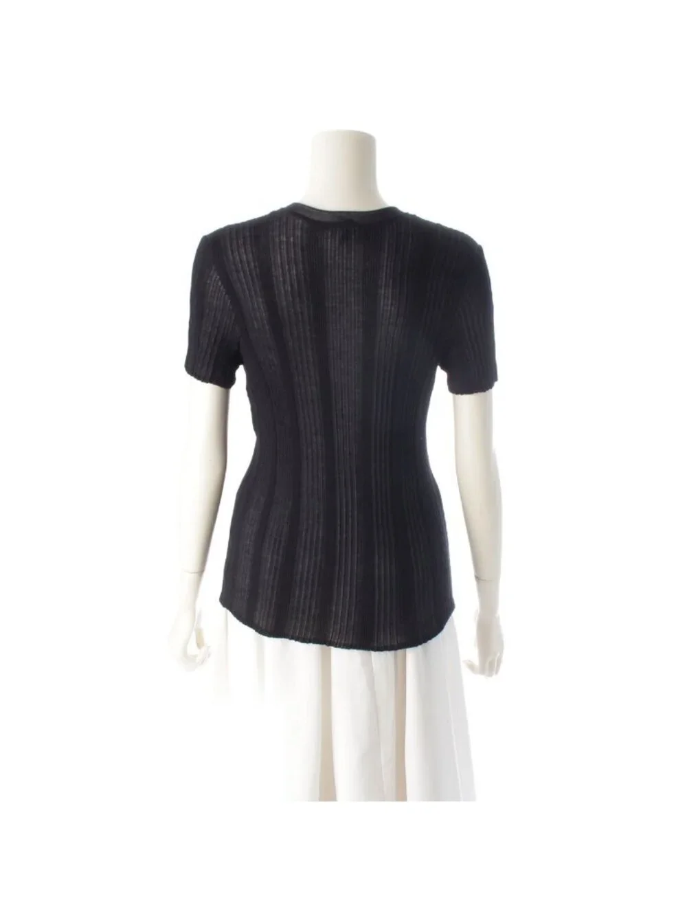 Chanel Coco Beach CC Logo Rib T-Shirt Black 42